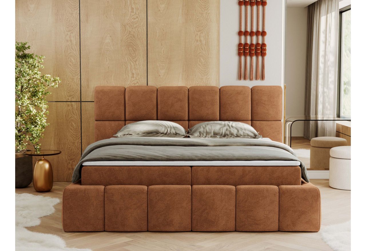 Łóżko kontynentalne NIRA 160x200 - H4 - pomarańczowy, struktura