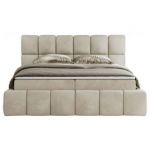 Łóżko kontynentalne NIRA 140x200 - H3 - beżowy, welwet