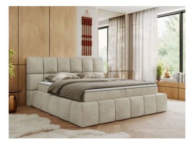 Łóżko kontynentalne NIRA 200x200 - H3 - beżowy, welwet