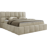 Łóżko kontynentalne NIRA 120x200 - H4 - beżowy, welwet
