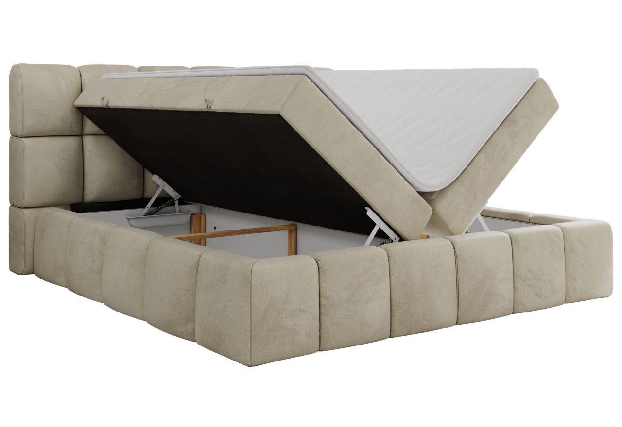 Łóżko kontynentalne NIRA 120x200 - H4 - beżowy, welwet