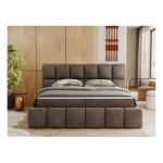 Łóżko kontynentalne NIRA 120x200 - H3 - brązowy, welwet