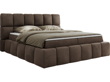 Łóżko kontynentalne NIRA 140x200 - H3 - brązowy, welwet