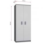 Regał, biurko oraz szafa dwufrontowa jako zestaw mebli do pokoju dziecka - KIDS II Biały / Szary