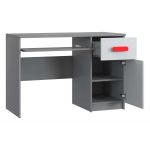 Regał, biurko oraz szafa dwufrontowa jako zestaw mebli do pokoju dziecka - KIDS II Biały / Szary