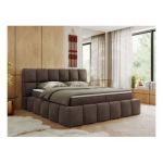 Łóżko kontynentalne NIRA 120x200 - H4 - brązowy, welwet