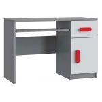 Regał, biurko oraz szafa dwufrontowa jako zestaw mebli do pokoju dziecka - KIDS II Biały / Szary