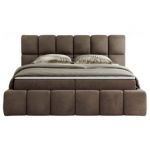 Łóżko kontynentalne NIRA 120x200 - H4 - brązowy, welwet