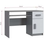 Regał, biurko oraz szafa dwufrontowa jako zestaw mebli do pokoju dziecka - KIDS II Biały / Szary