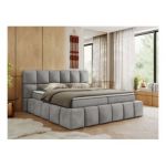 Łóżko kontynentalne NIRA 140x200 - H3 - jasnoszary, welwet