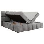 Łóżko kontynentalne NIRA 160x200 - H3 - jasnoszary, welwet