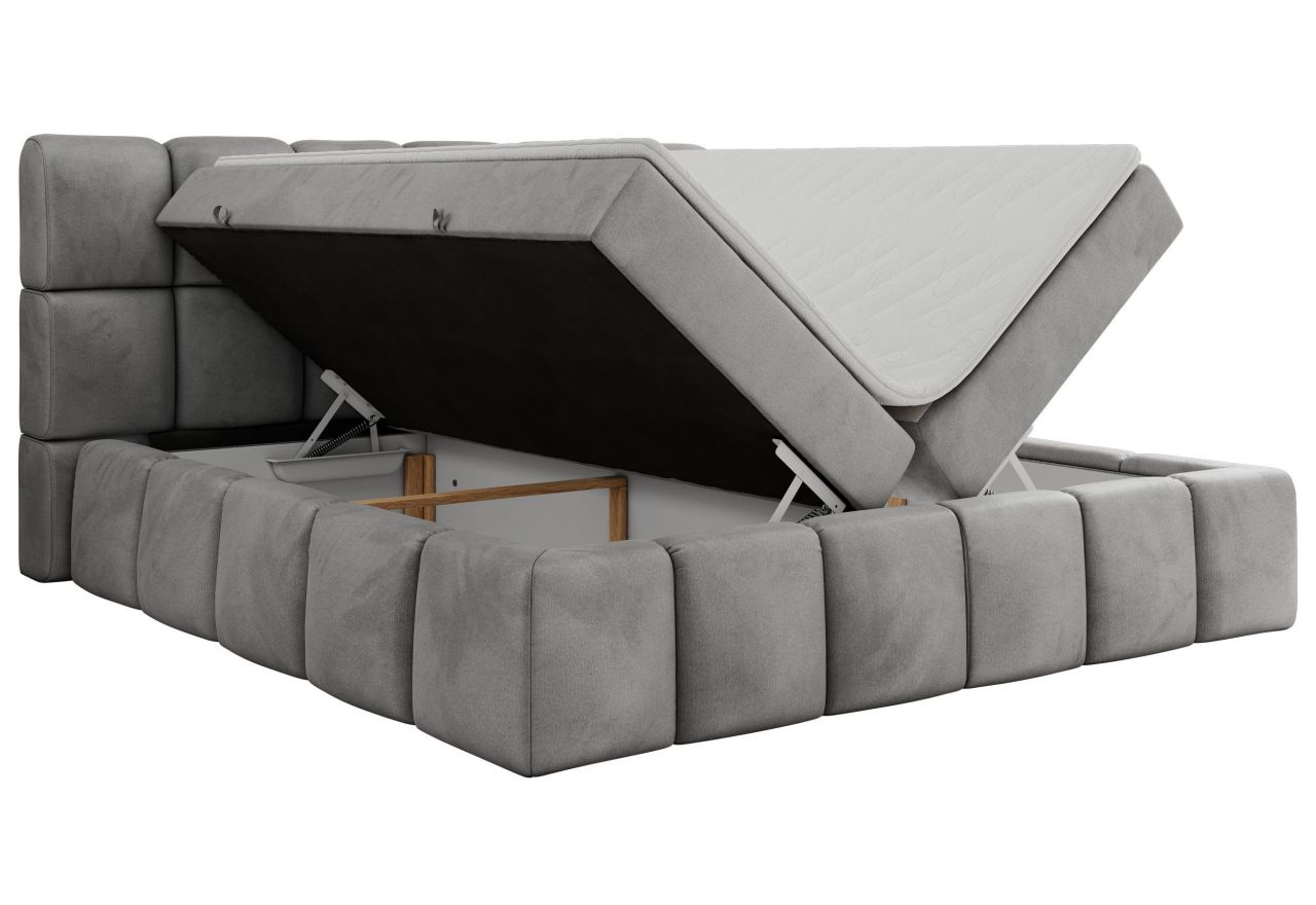 Łóżko kontynentalne NIRA 180x200 - H3 - jasnoszary, welwet