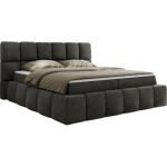 Łóżko kontynentalne NIRA 140x200 - H3 - ciemnoszary, welwet