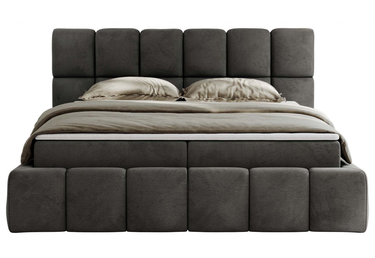 Łóżko kontynentalne NIRA 140x200 - H3 - ciemnoszary, welwet