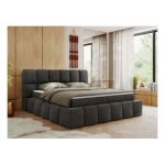 Łóżko kontynentalne NIRA 120x200 - H4 - ciemnoszary, welwet