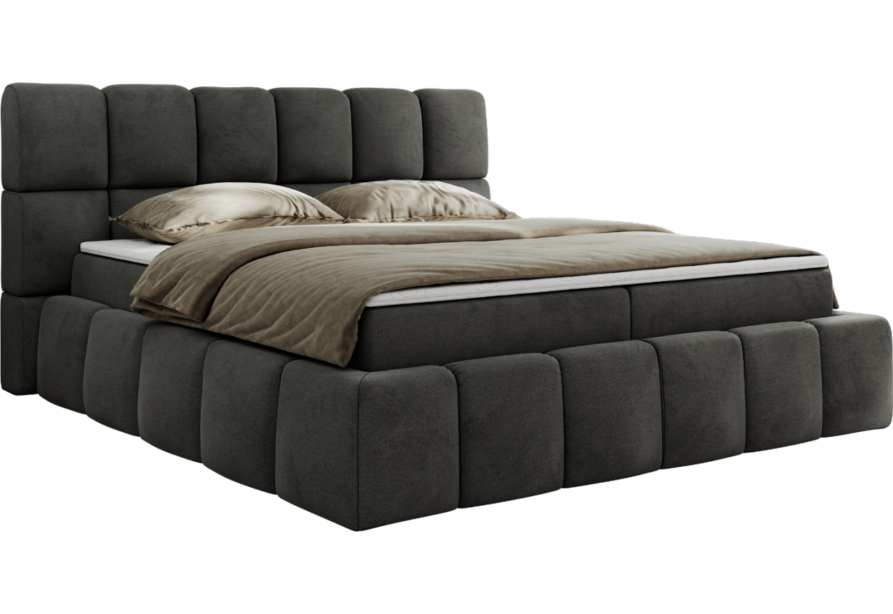 Łóżko kontynentalne NIRA 140x200 - H4 - ciemnoszary, welwet