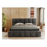 Łóżko kontynentalne NIRA 160x200 - H4 - ciemnoszary, welwet