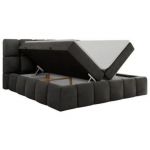 Łóżko kontynentalne NIRA 180x200 - H4 - ciemnoszary, welwet