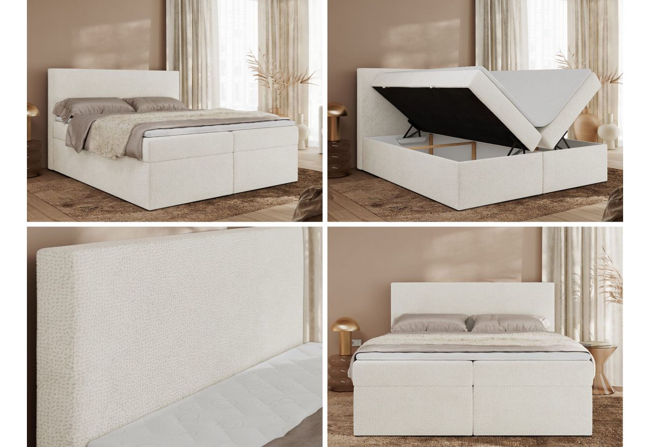 Łóżko kontynentalne JAGUAR 140x200 - H3 - kremowy, struktura