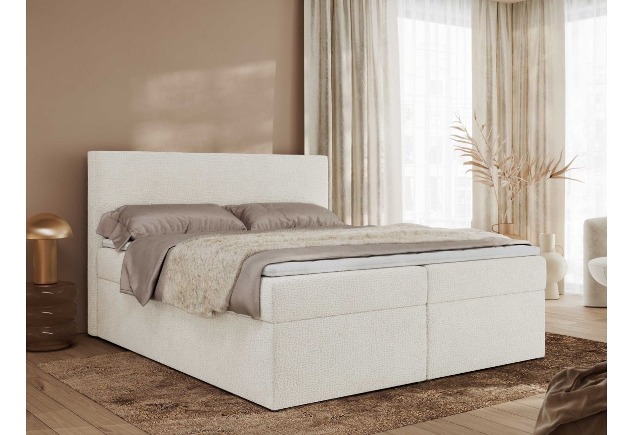 Łóżko kontynentalne JAGUAR 160x200 - H3 - kremowy, struktura