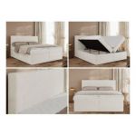 Łóżko kontynentalne JAGUAR 160x200 - H3 - kremowy, struktura