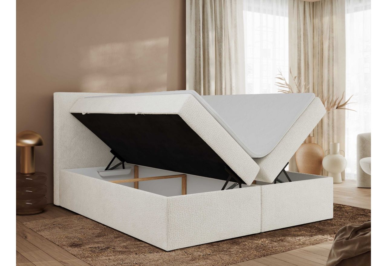 Łóżko kontynentalne JAGUAR 160x200 - H4 - kremowy, struktura