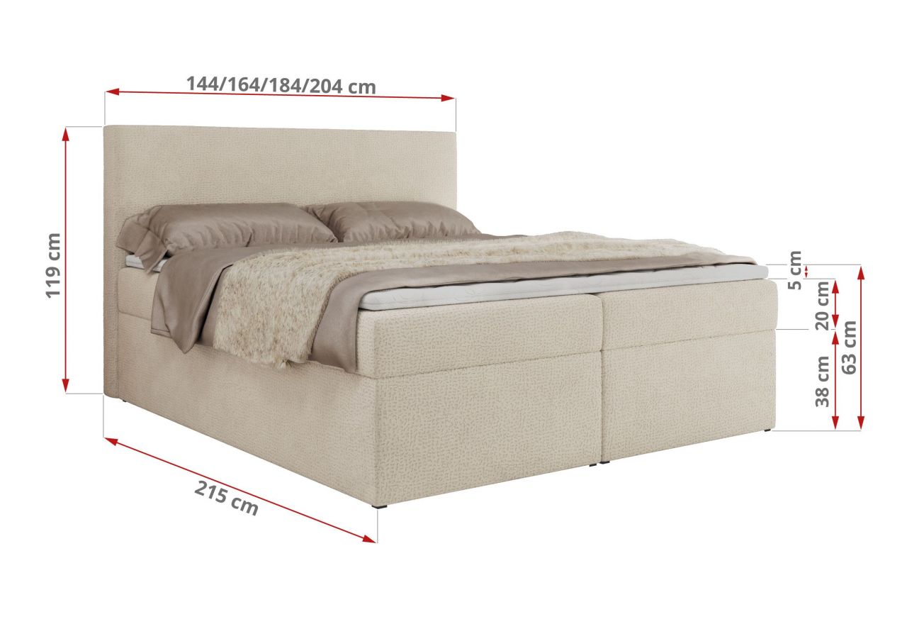 Łóżko kontynentalne JAGUAR 160x200 - H4 - jasnobeżowy, struktura