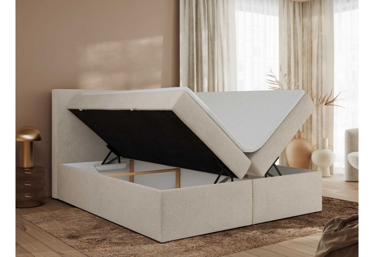 Łóżko kontynentalne JAGUAR 140x200 - H3 - beżowy, struktura