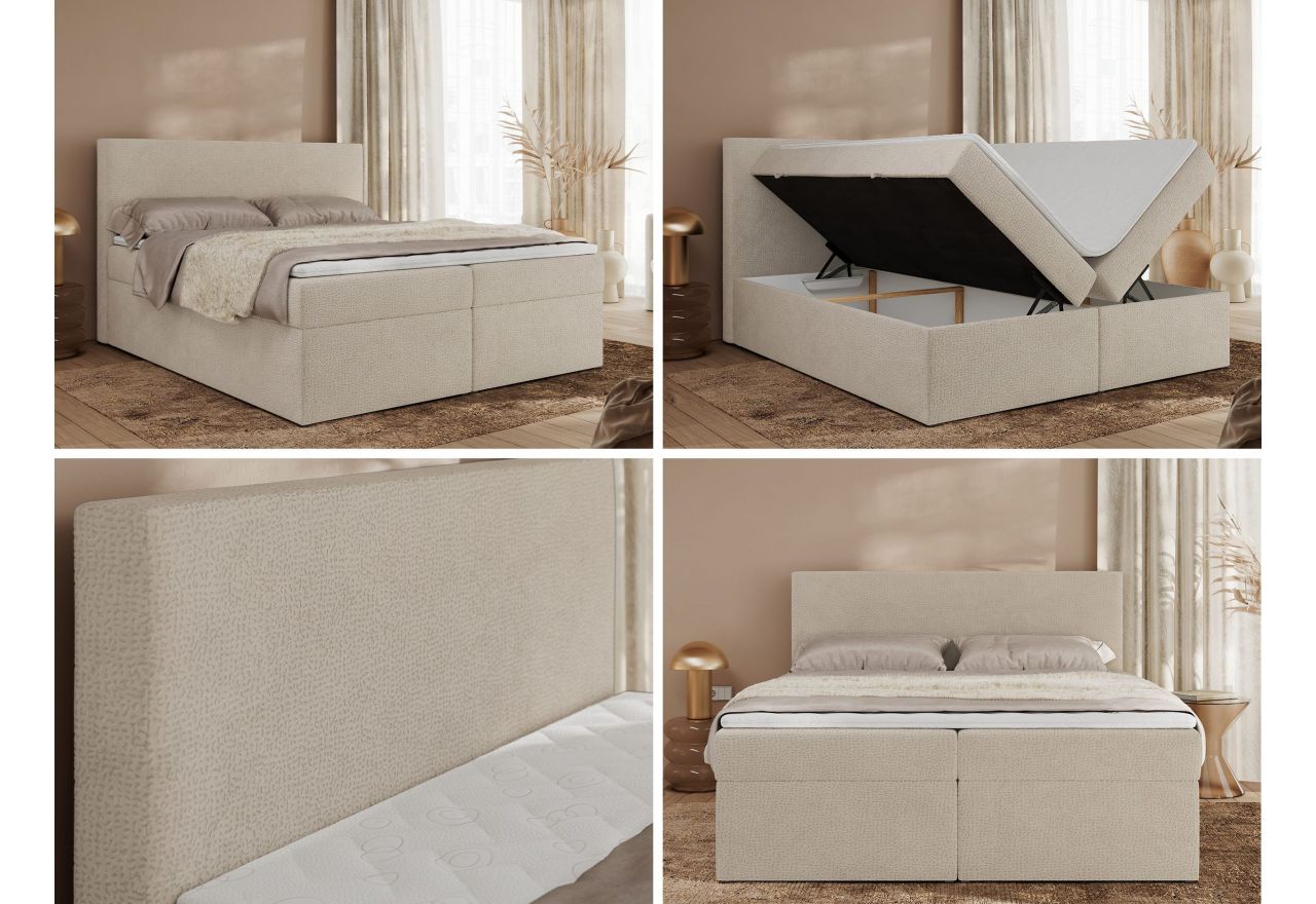 Łóżko kontynentalne JAGUAR 140x200 - H3 - beżowy, struktura