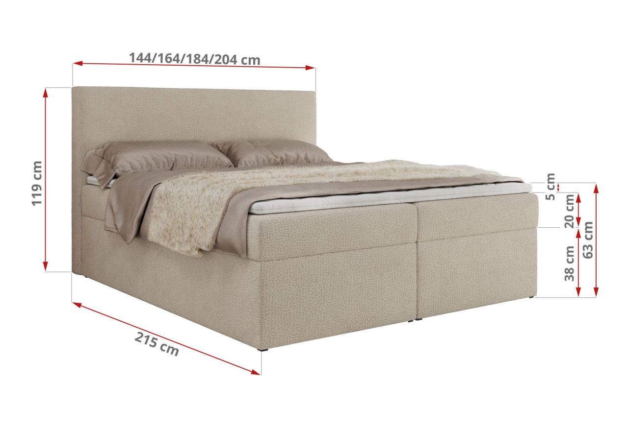 Łóżko kontynentalne JAGUAR 160x200 - H4 - beżowy, struktura
