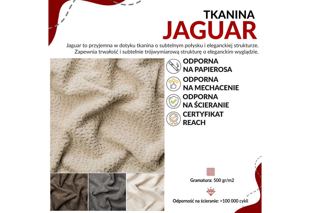 Łóżko kontynentalne JAGUAR 180x200 - H3 - brązowy, struktura