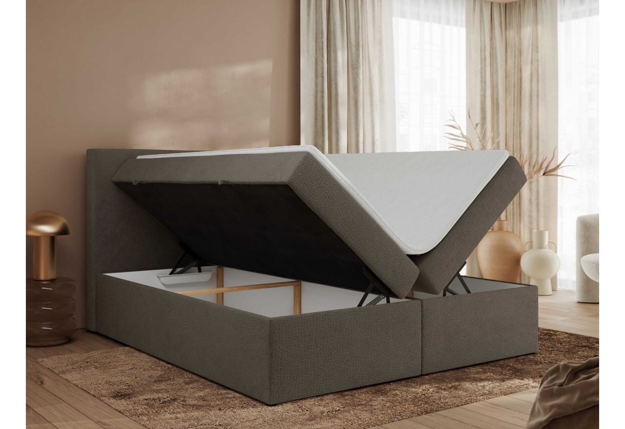 Łóżko kontynentalne JAGUAR 200x200 - H3 - brązowy, struktura