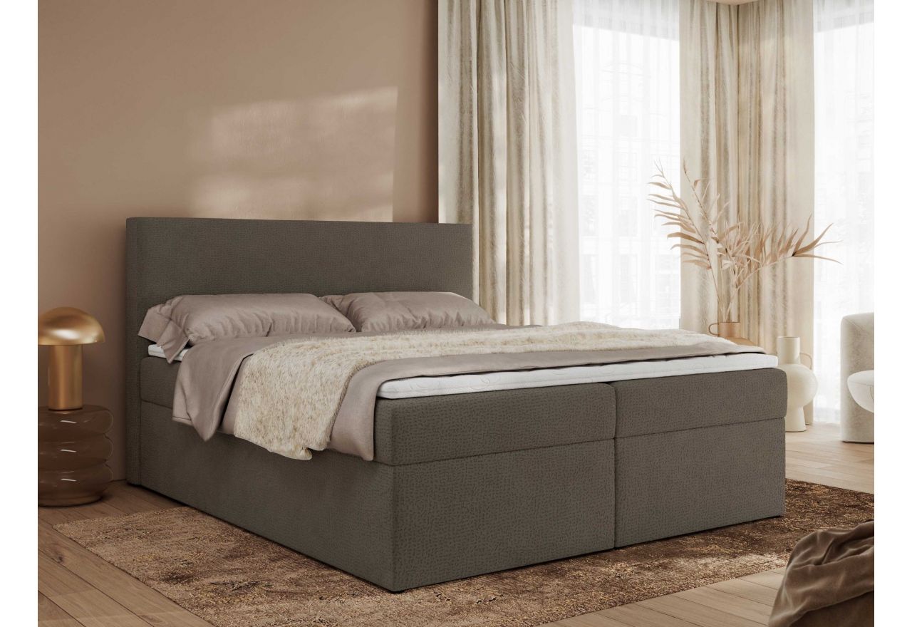 Łóżko kontynentalne JAGUAR 160x200 - H4 - brązowy, struktura