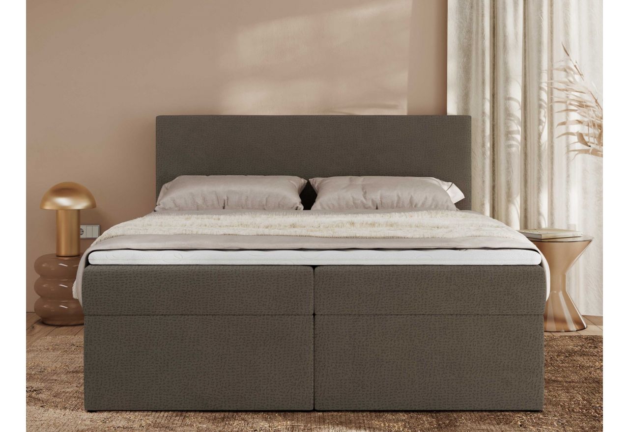 Łóżko kontynentalne JAGUAR 160x200 - H4 - brązowy, struktura