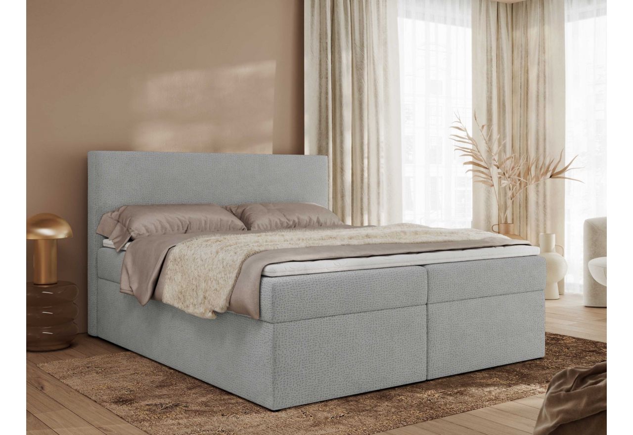 Łóżko kontynentalne JAGUAR 140x200 - H3 - jasnoszary, struktura