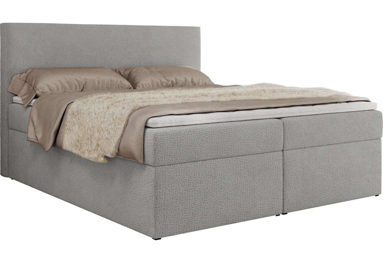 Łóżko kontynentalne JAGUAR 140x200 - H4 - jasnoszary, struktura