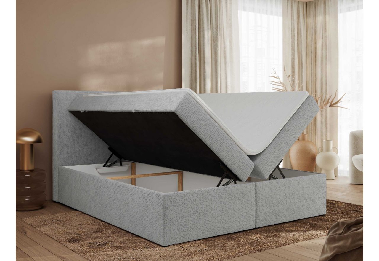 Łóżko kontynentalne JAGUAR 160x200 - H4 - jasnoszary, struktura