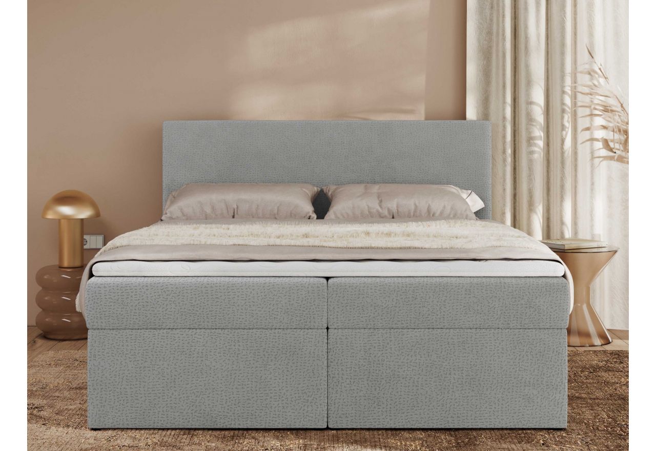 Łóżko kontynentalne JAGUAR 200x200 - H4 - jasnoszary, struktura