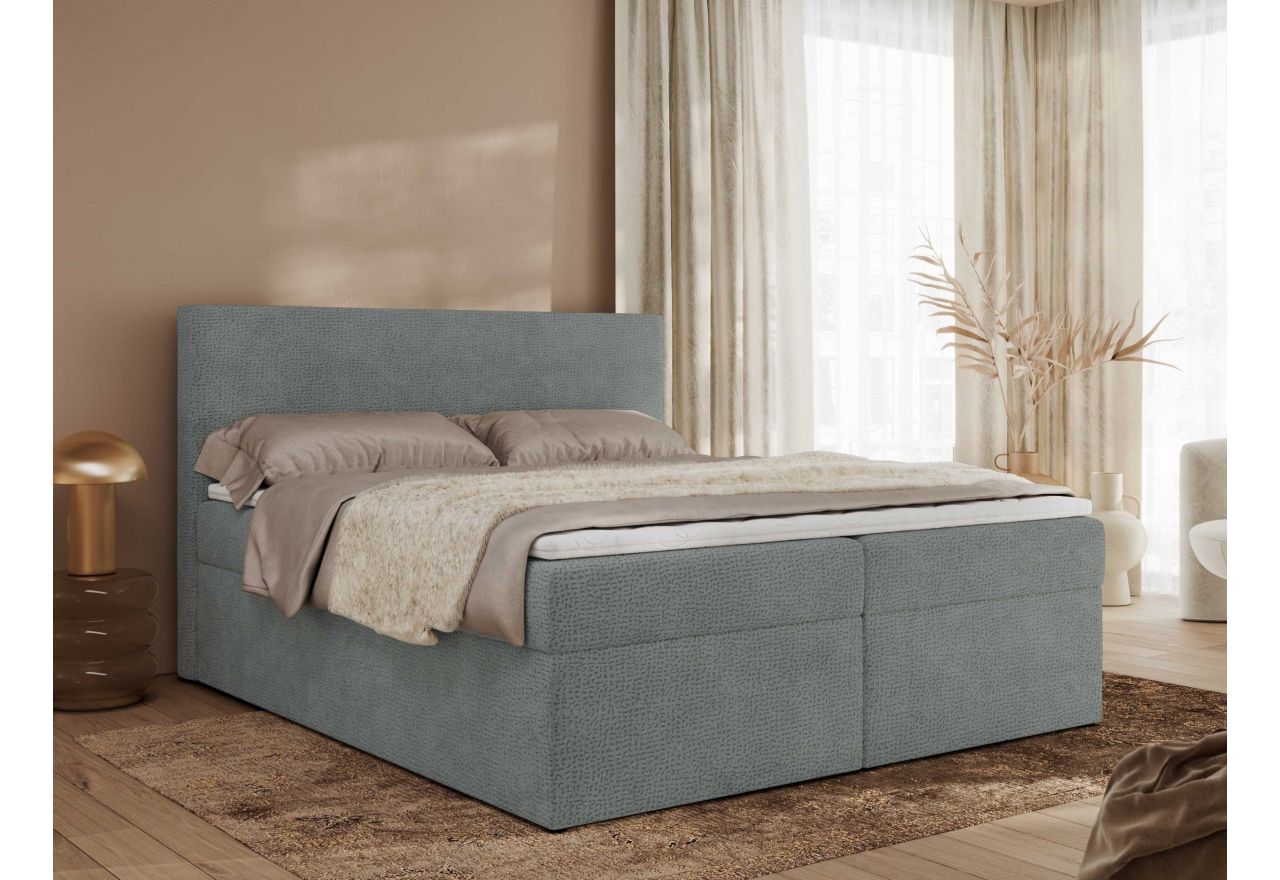 Łóżko kontynentalne JAGUAR 200x200 - H3 - szary, struktura