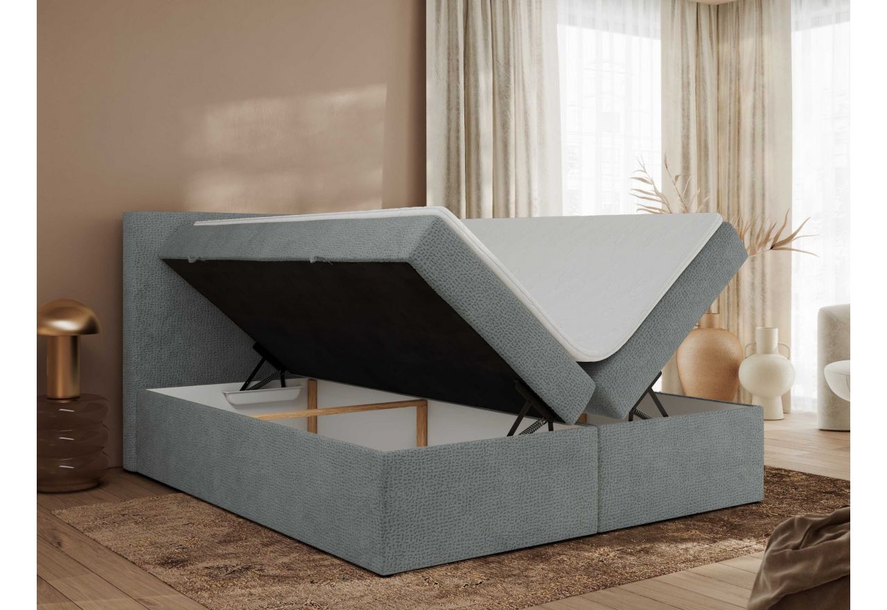 Łóżko kontynentalne JAGUAR 200x200 - H3 - szary, struktura