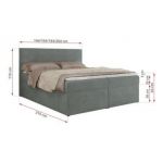 Łóżko kontynentalne JAGUAR 160x200 - H4 - szary, struktura