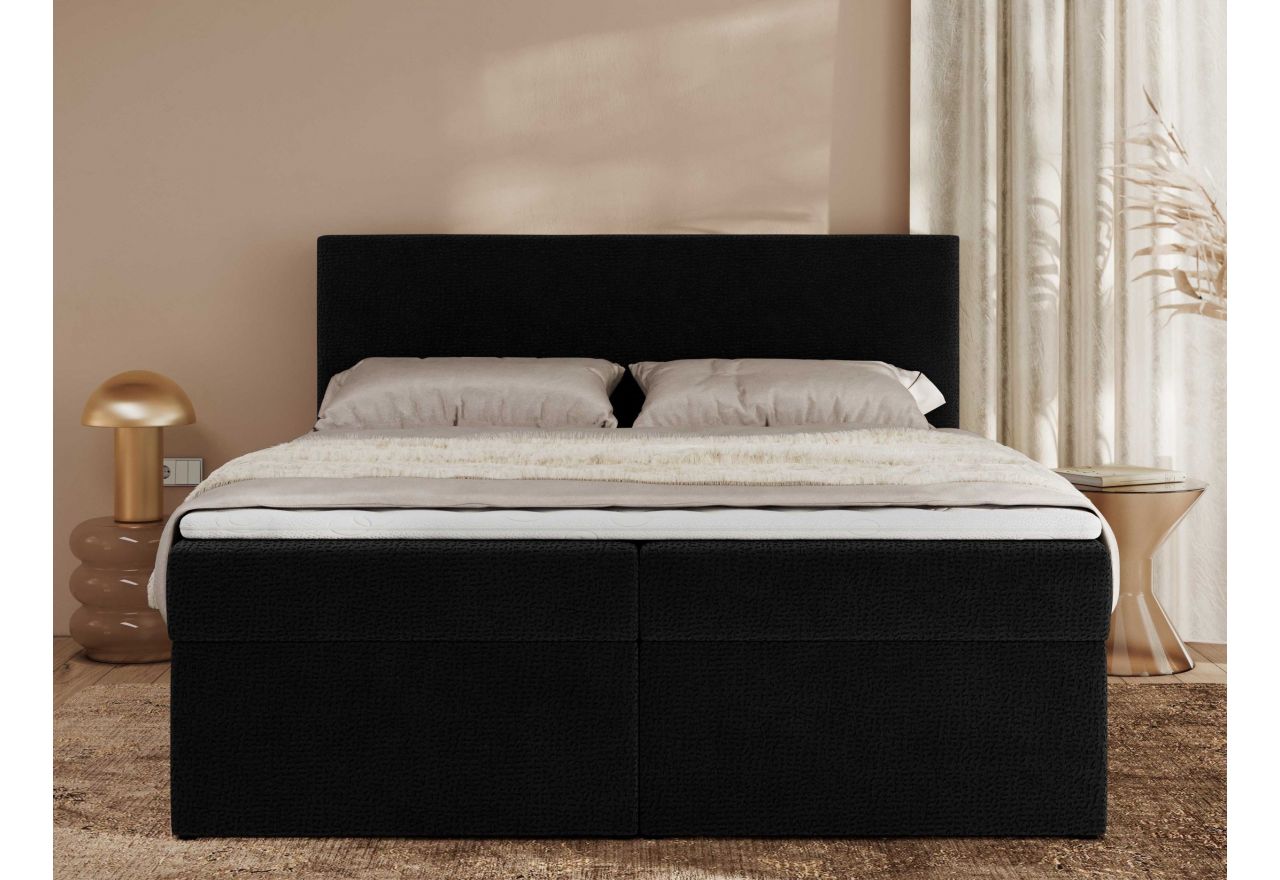 Łóżko kontynentalne JAGUAR 140x200 - H3 - czarny, struktura