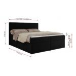 Łóżko kontynentalne JAGUAR 160x200 - H3 - czarny, struktura