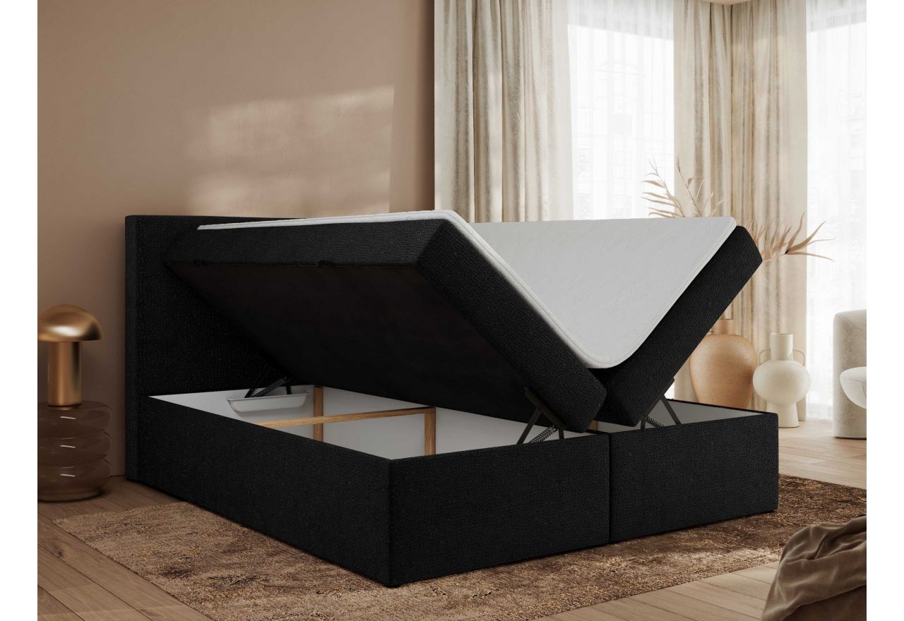 Łóżko kontynentalne JAGUAR 140x200 - H4 - czarny, struktura