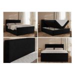 Łóżko kontynentalne JAGUAR 140x200 - H4 - czarny, struktura