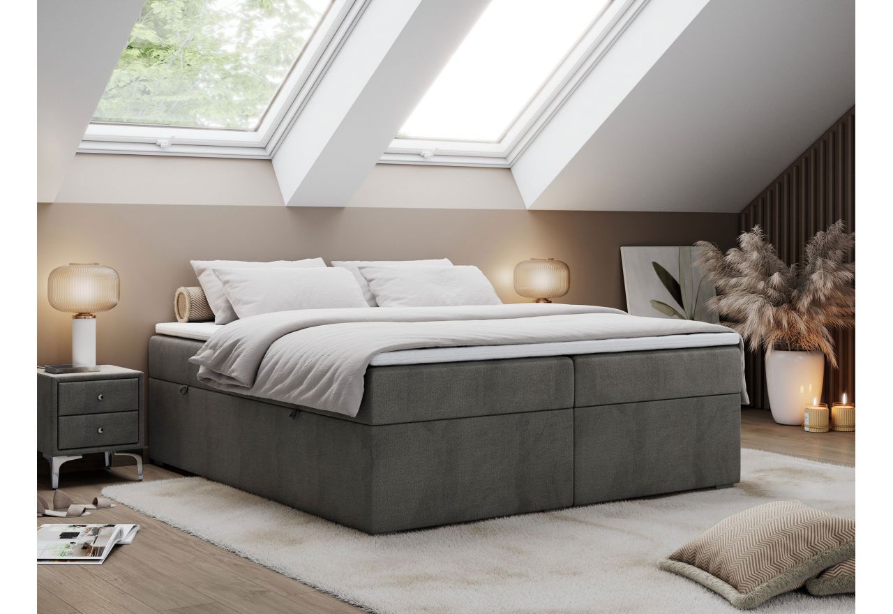 Łóżko kontynentalne bez wezgłowia BESS 120x200 - Monolith 92 - ciemny szary - OUTLET