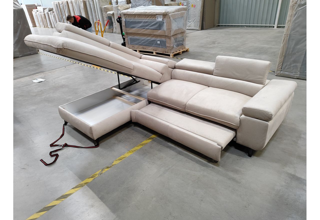 Narożnik PETER L - Monolith 02 - beżowy - OUTLETU