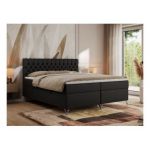 Łóżko kontynentalne GRIMALDI 180x200 - Soft 11 - czarna ekoskóra - OUTLETU