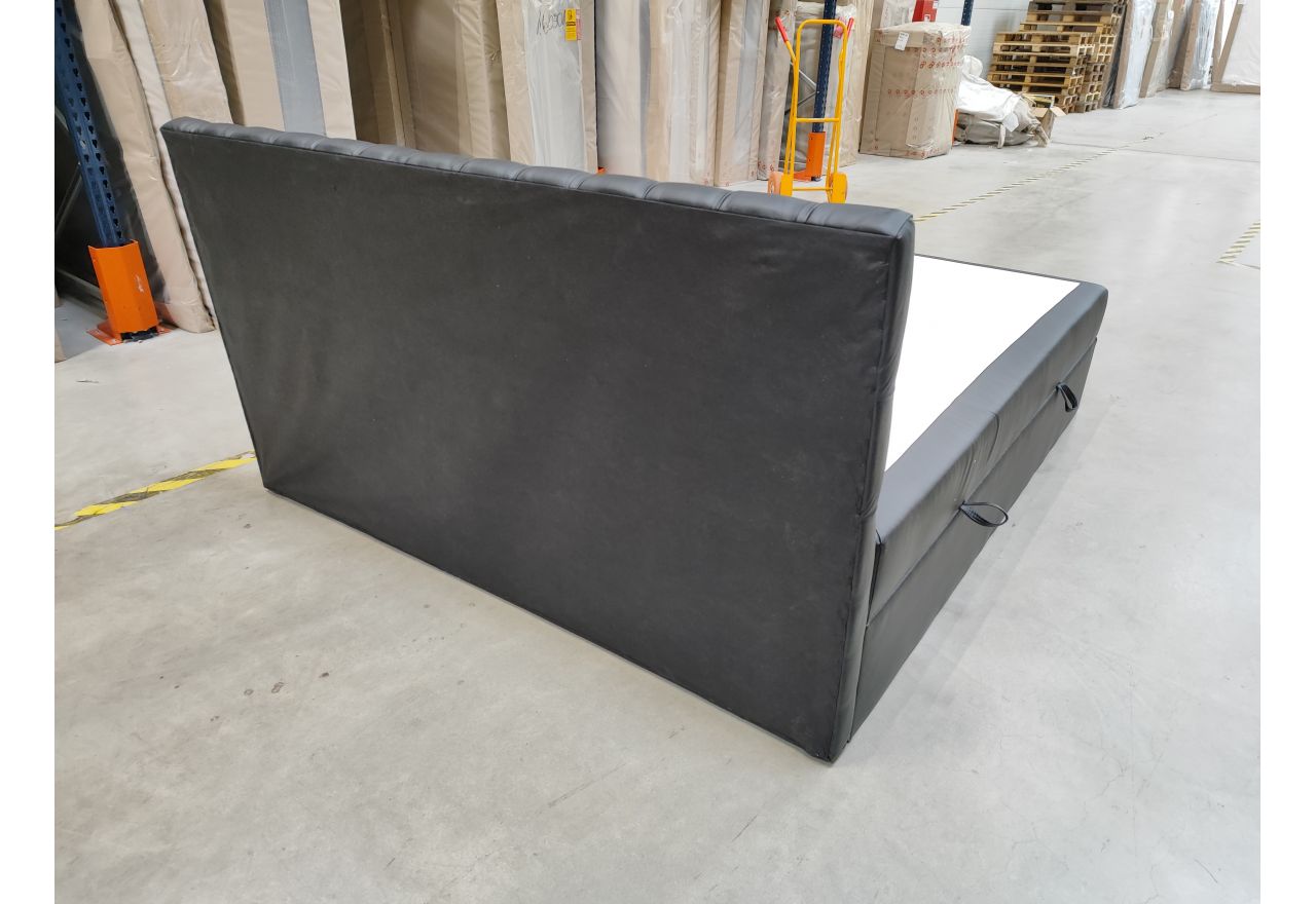 Łóżko kontynentalne GRIMALDI 180x200 - Soft 11 - czarna ekoskóra - OUTLETU