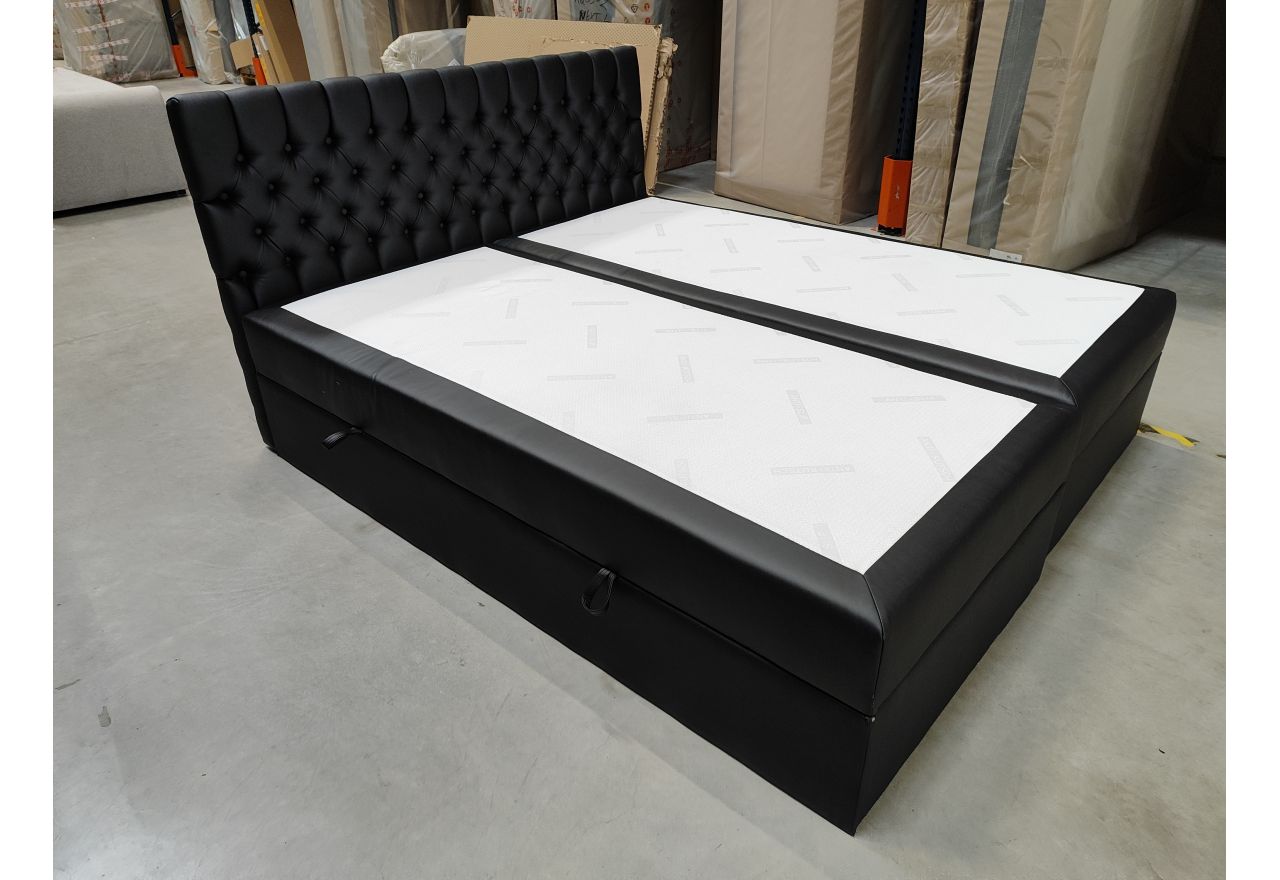 Łóżko kontynentalne GRIMALDI 180x200 - Soft 11 - czarna ekoskóra - OUTLETU